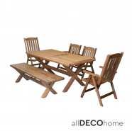 SET OF 2 K2018 5-SEATER, 2 K2018 3-SEATER, APOLLO BENCH WITH APOLLO TABLE WALNUT