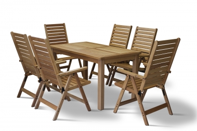 SET OF 6 K7001-5 SEATS WITH TABLE PHIVOS 4 LEGS NATURAL