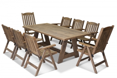 SET OF 2 K2018-5SEATER, 6 K2018-3SEATER WITH ARION TABLE 200X100 WALNUT