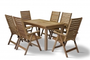 SET OF 6 K7001-5 SEATS WITH TABLE PHIVOS 4 LEGS NATURAL