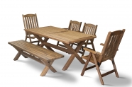 SET OF 2 K2018 5-SEATER, 2 K2018 3-SEATER, APOLLO BENCH WITH APOLLO TABLE WALNUT